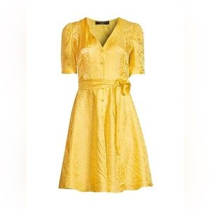 Max Mara Weekend Jacquard sateen dress featuring button placket,matching sash